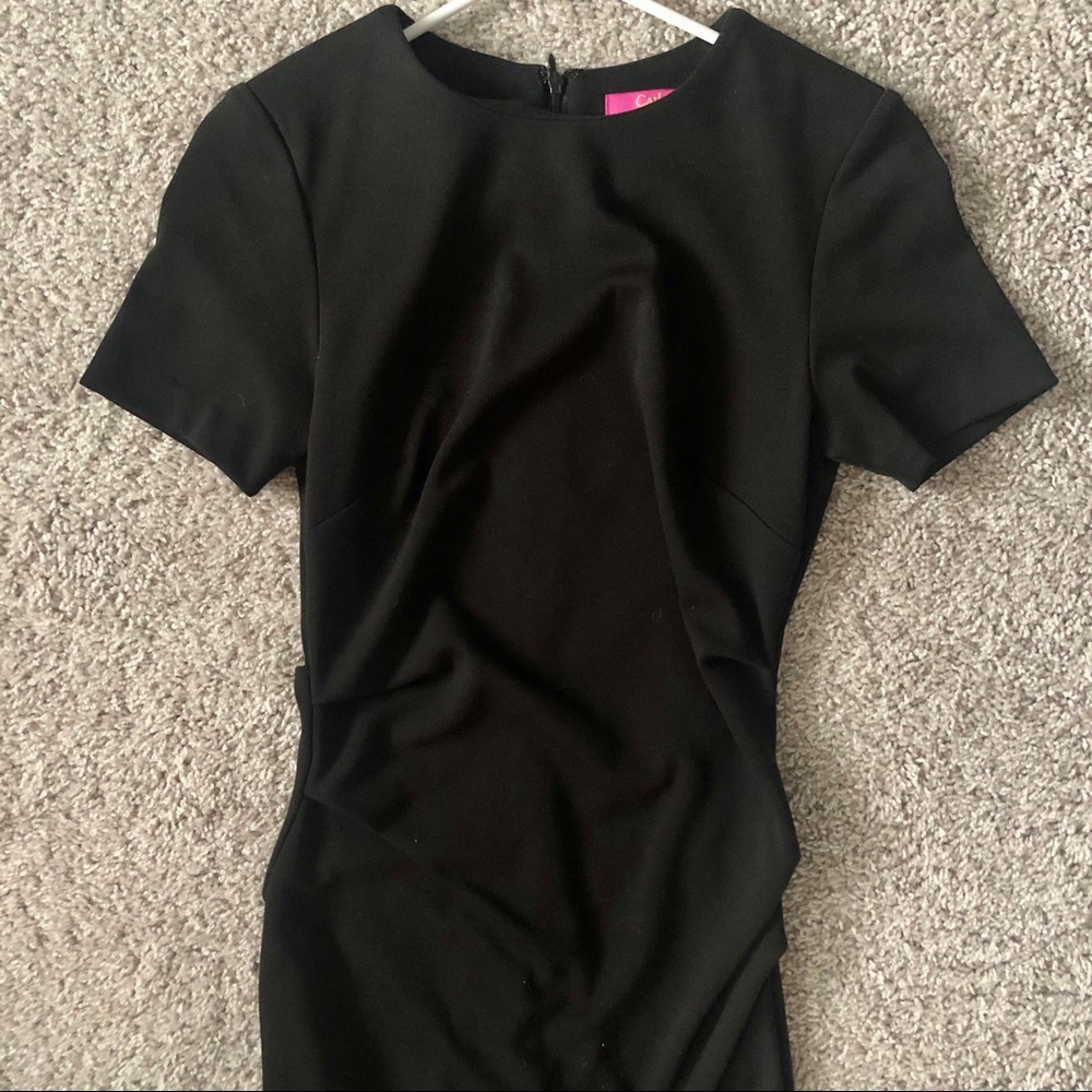 NWOT Catherine Malandrino Black Short Sleeve Midi Sheath Dress in size 2 - Picture 2 of 9